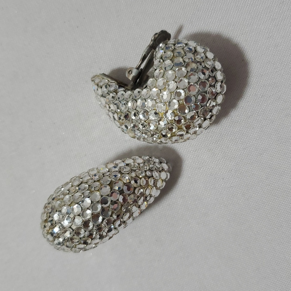 Richard Kerr Vintage Silver Crystal Earrings Clip Ons